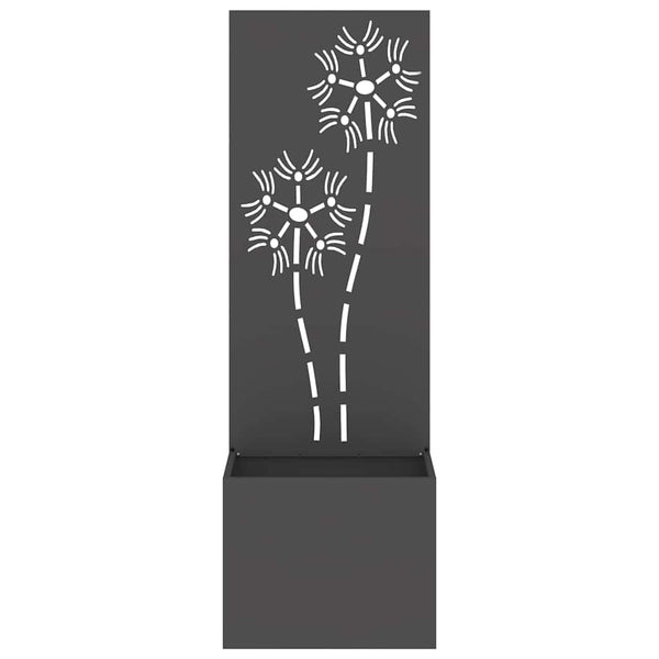 Garten Sichtschutz Leinwand Floral Schwarz 150cm