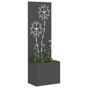 Garten Sichtschutz Leinwand Floral Schwarz 150cm