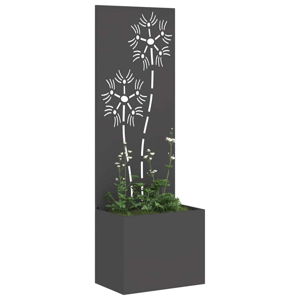Garten Sichtschutz Leinwand Floral Schwarz 150cm