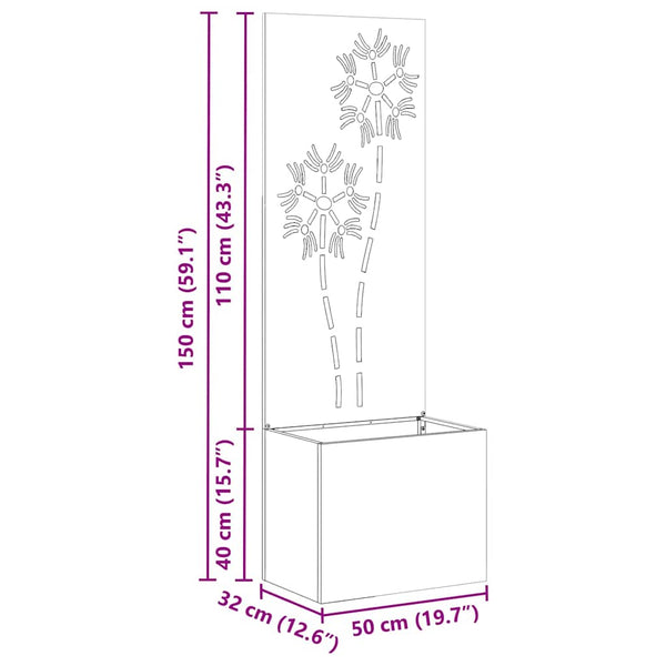 Garten Sichtschutz Leinwand Floral Schwarz 150cm