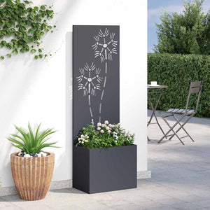 Garten Sichtschutz Leinwand Floral Anthrazit 150cm