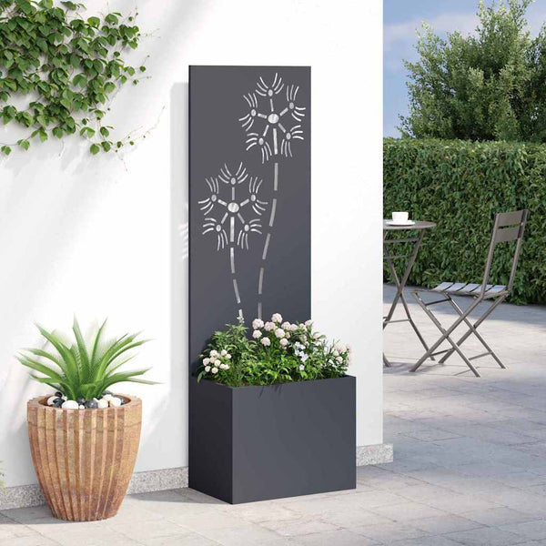 Garten Sichtschutz Leinwand Floral Anthrazit 150cm