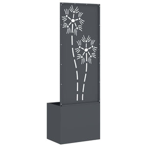 Garten Sichtschutz Leinwand Floral Anthrazit 150cm