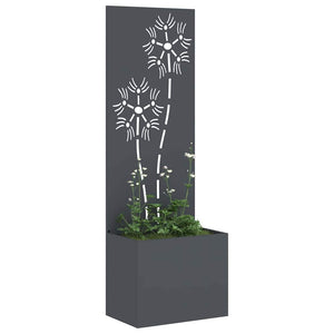 Garten Sichtschutz Leinwand Floral Anthrazit 150cm