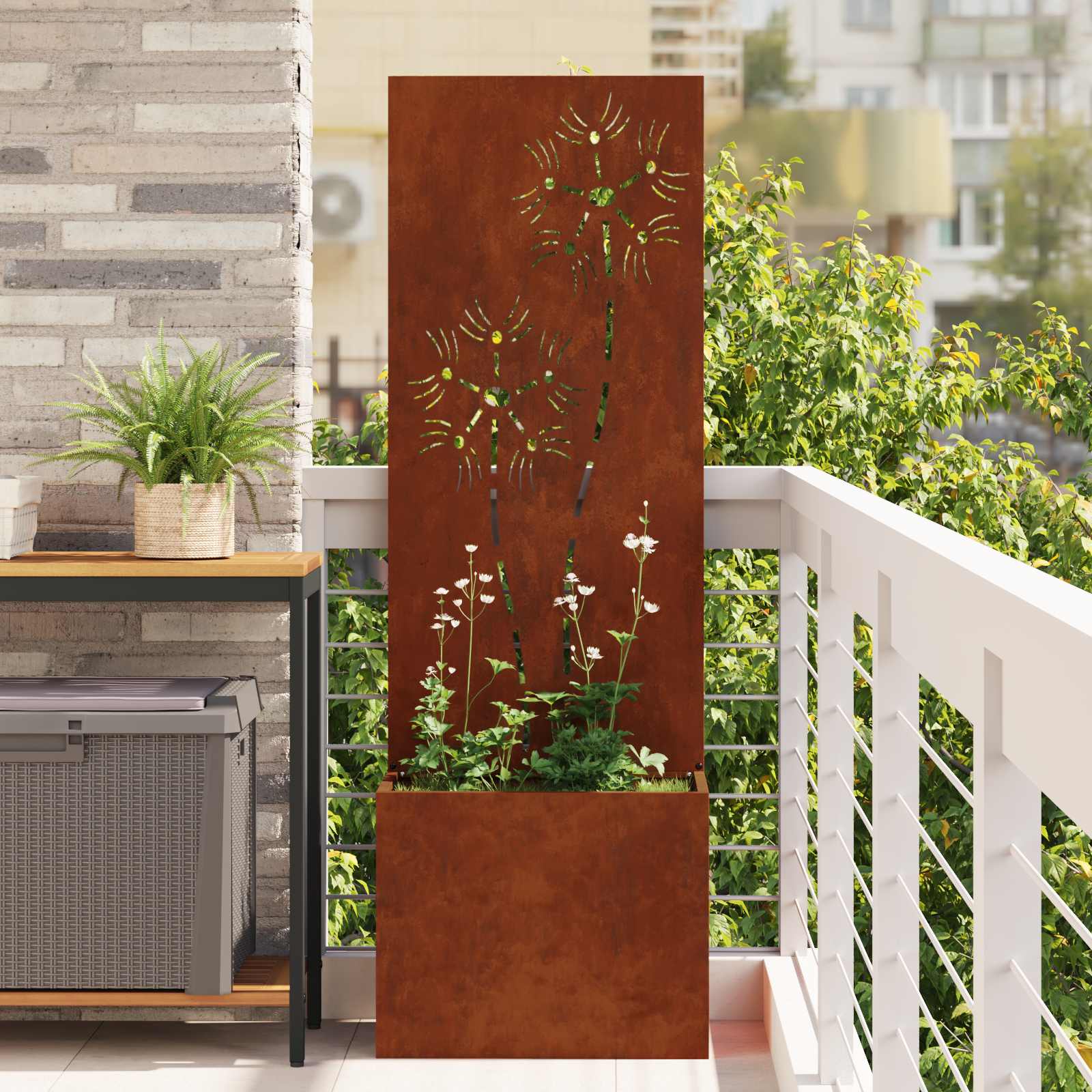Garten Sichtschutz Floral Rostig 150cm