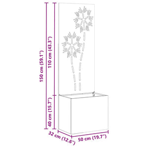 Garten Sichtschutz Floral Rostig 150cm