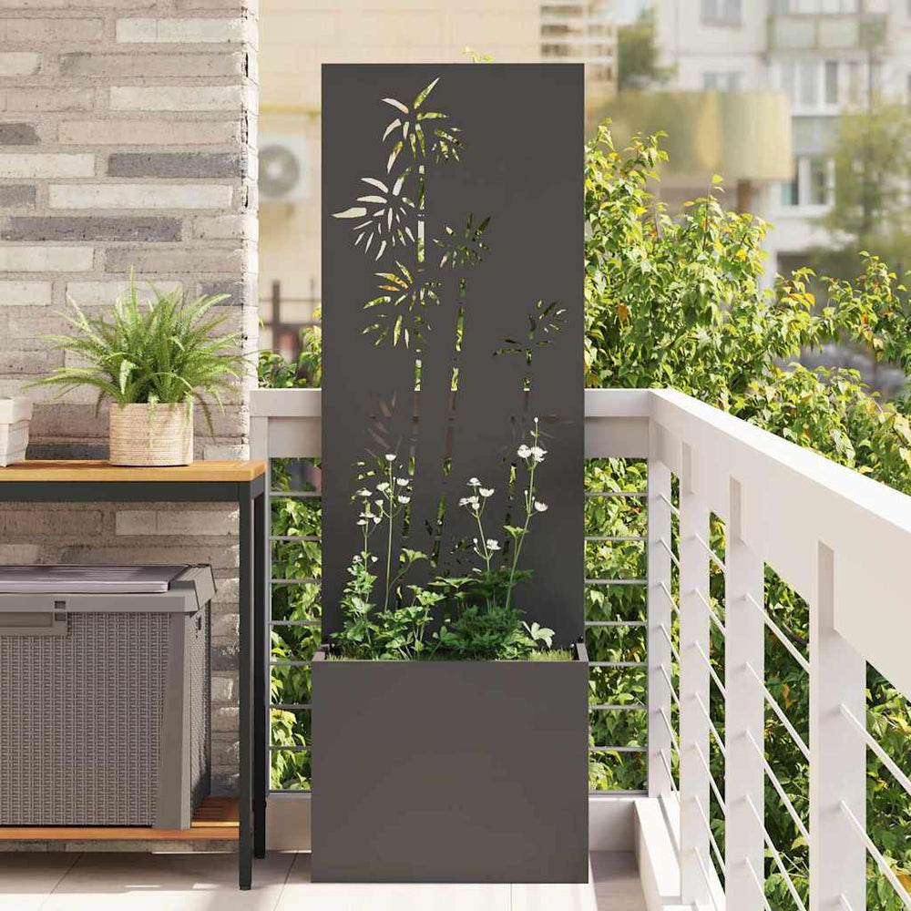 Garten Sichtschutz Leinwand Floral Schwarz 50x150cm
