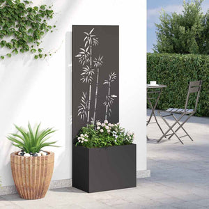 Garten Sichtschutz Leinwand Floral Schwarz 50x150cm