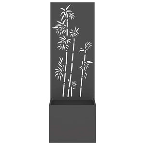 Garten Sichtschutz Leinwand Floral Schwarz 50x150cm