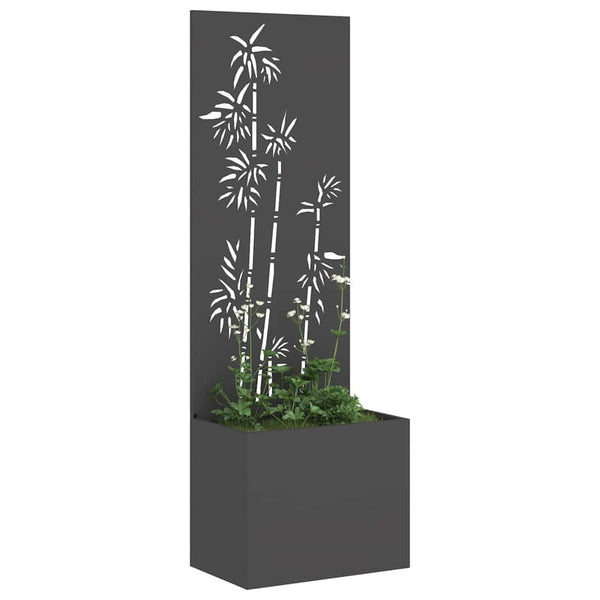Garten Sichtschutz Leinwand Floral Schwarz 50x150cm