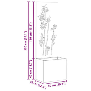 Garten Sichtschutz Leinwand Floral Schwarz 50x150cm