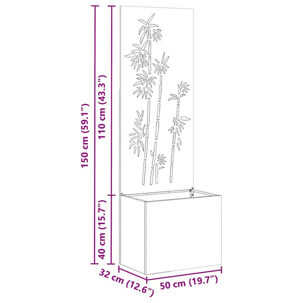 Garten Sichtschutz Leinwand Floral Schwarz 50x150cm