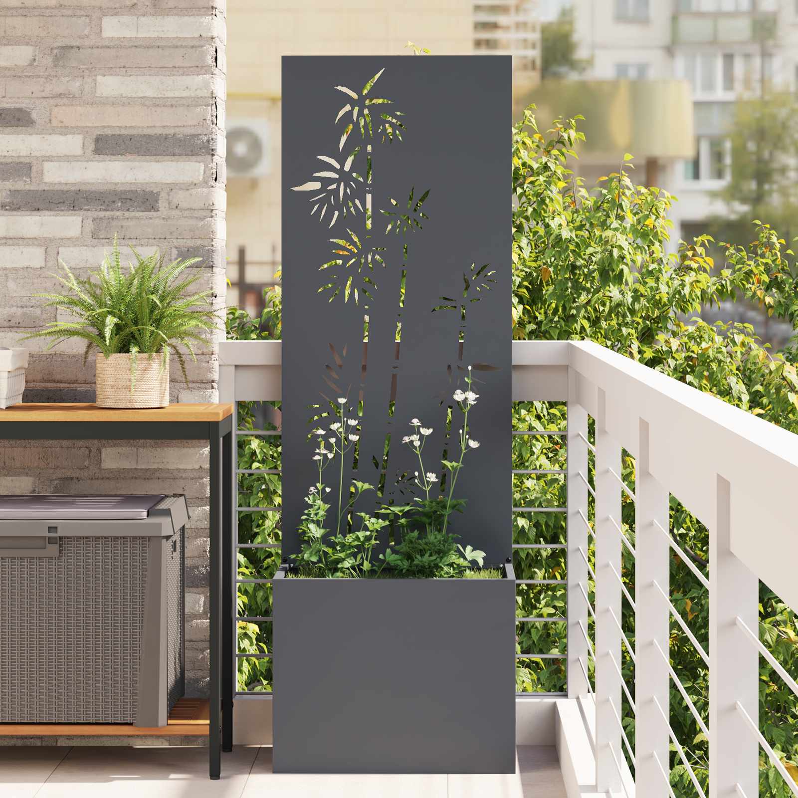 Garten Sichtschutz Floral Anthrazit 50x150cm