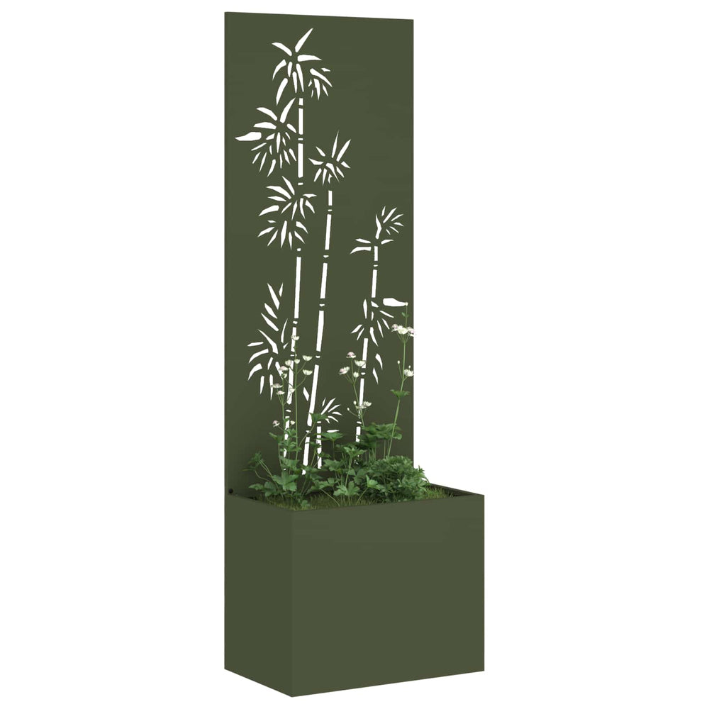 Garten Sichtschutz Leinwand Floral Olivgrün 50x150cm