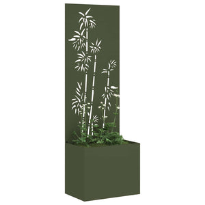 vidaXL Brise-vue de jardin floral vert olive 50 x 150 cm