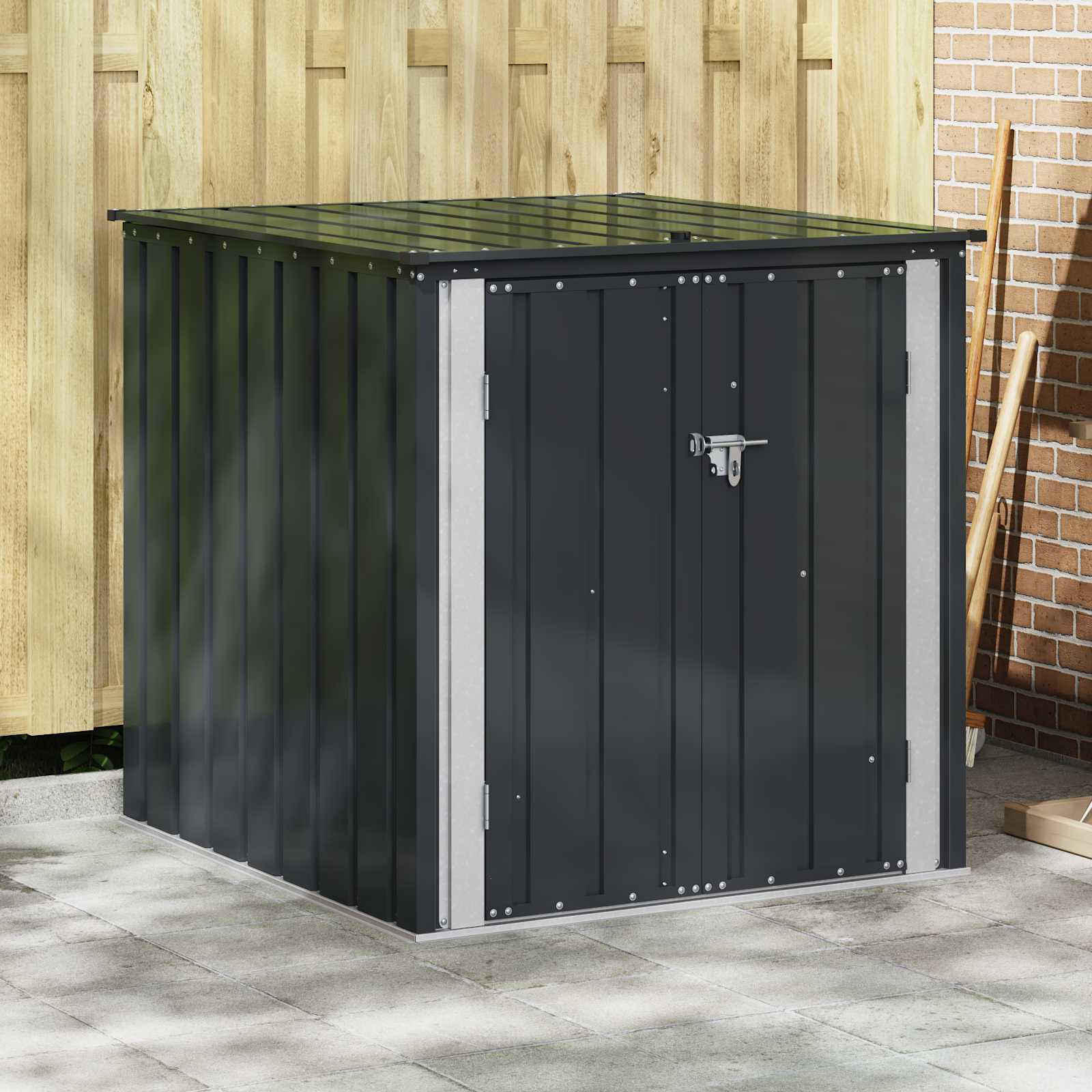 Gartenlagerbox Schwarz Stahl 101,5x107x100cm
