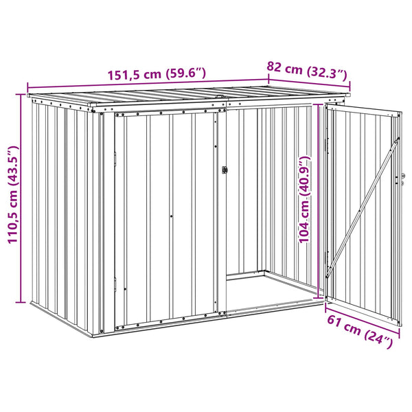 Gartenlagerbox Stahl Schwarz 151,5 cm