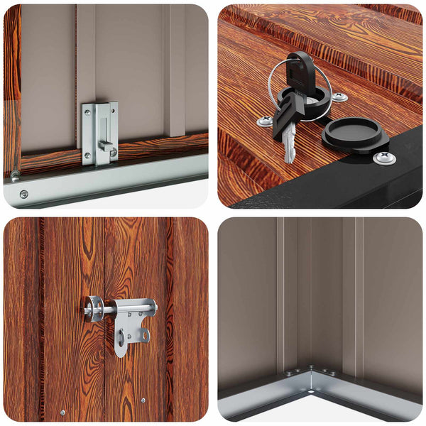 Gartenlagerbox Braun Stahl 214x82x132cm