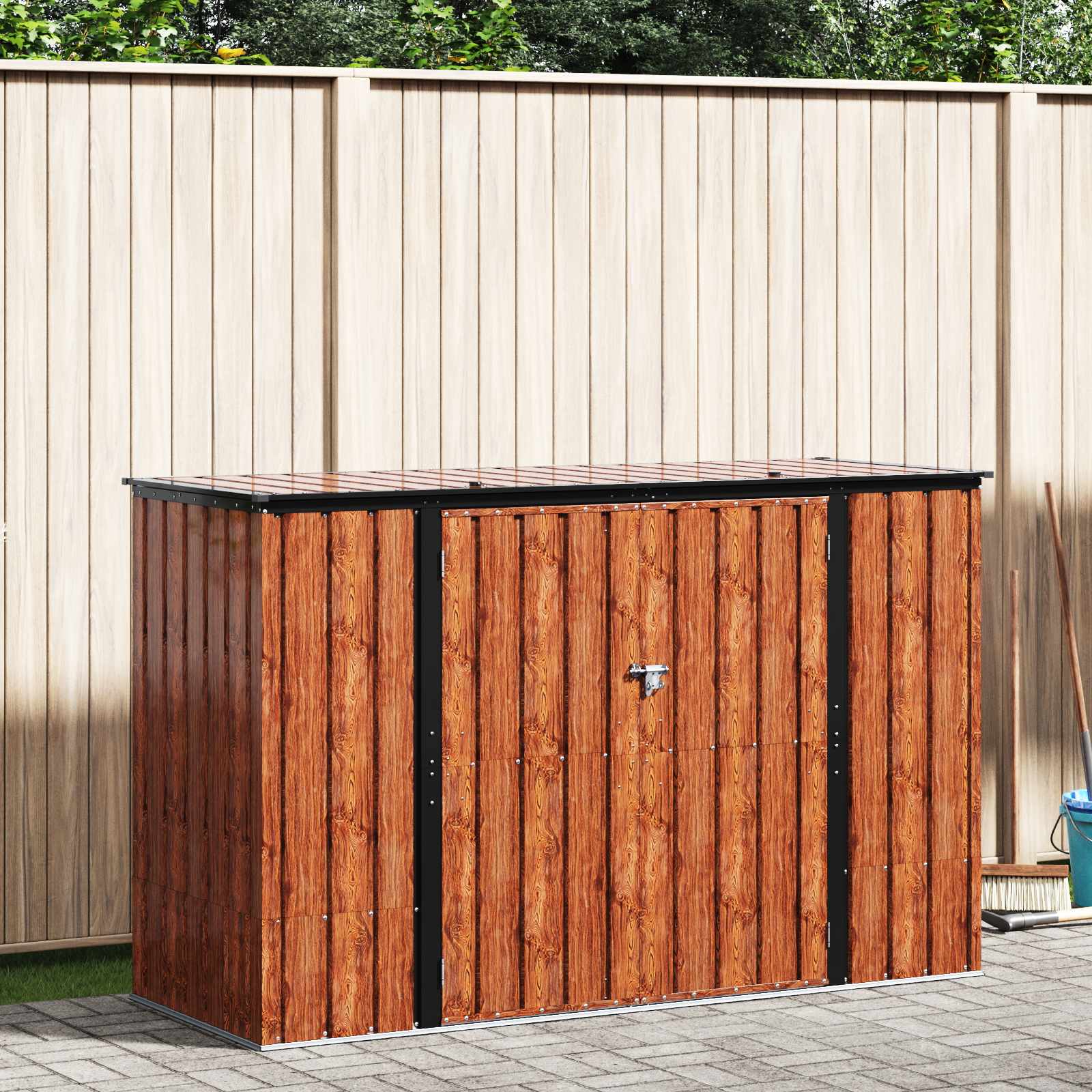 Gartenlagerbox Braun Stahl 214x82x132cm
