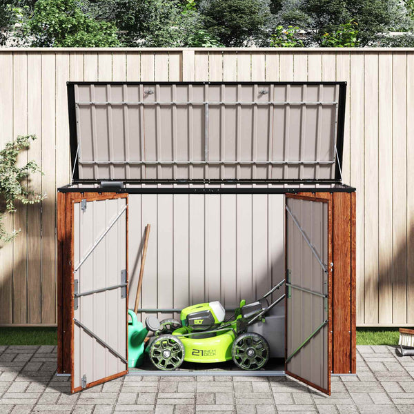 Gartenlagerbox Braun Stahl 214x82x132cm