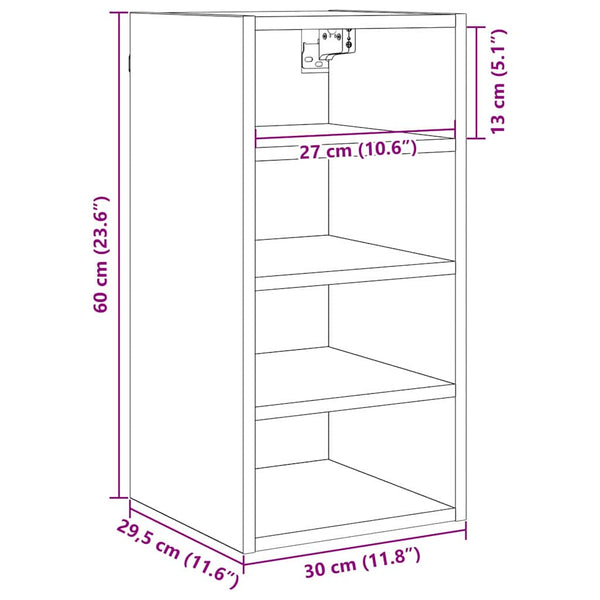Hängeschrank Schwarz Eichen-Optik 30x60 cm