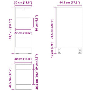 Küchenunterschrank Schwarz Eichen-Optik 30cm
