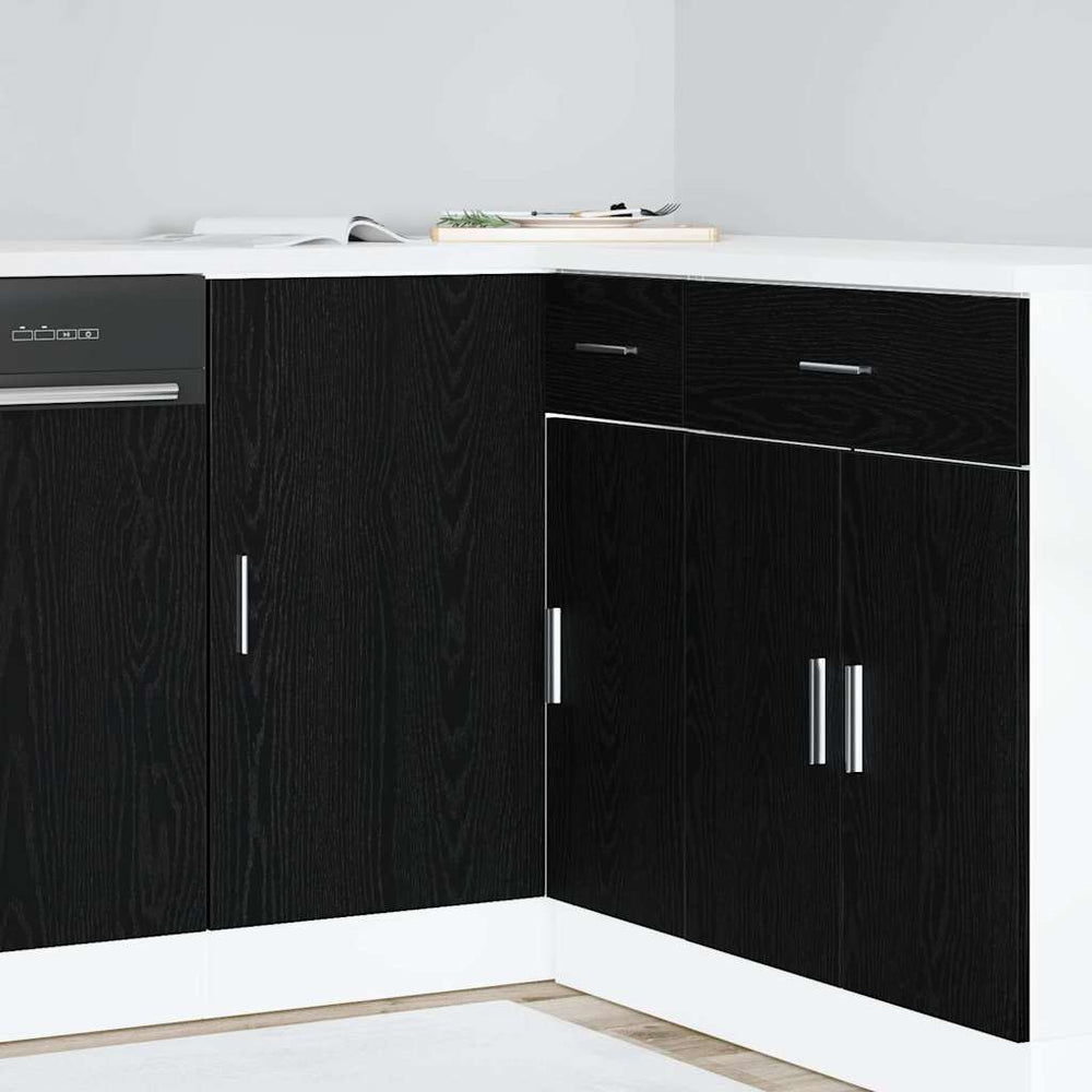 vidaXL Kitchen Corner Base Cabinet Black Oak Look 86 x 46 x 81.5 cm
