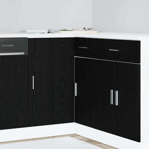 Eck-Küchenschrank Schwarz Eichen-Optik