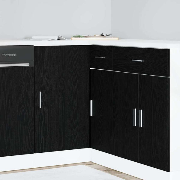 Eck-Küchenschrank Schwarz Eichen-Optik