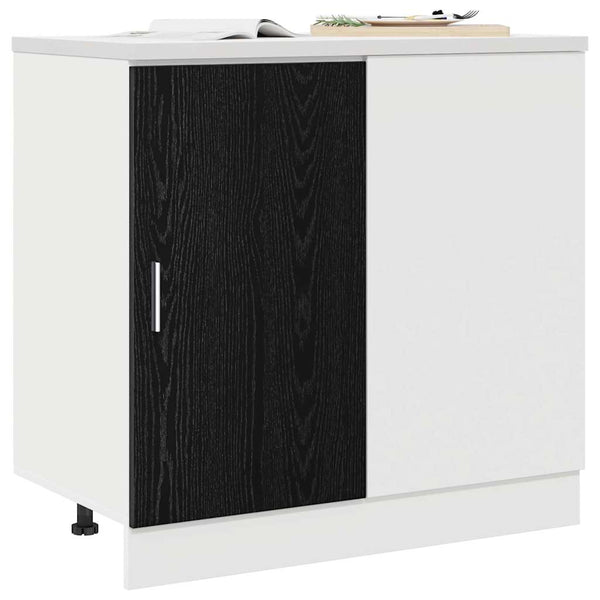 Eck-Küchenschrank Schwarz Eichen-Optik