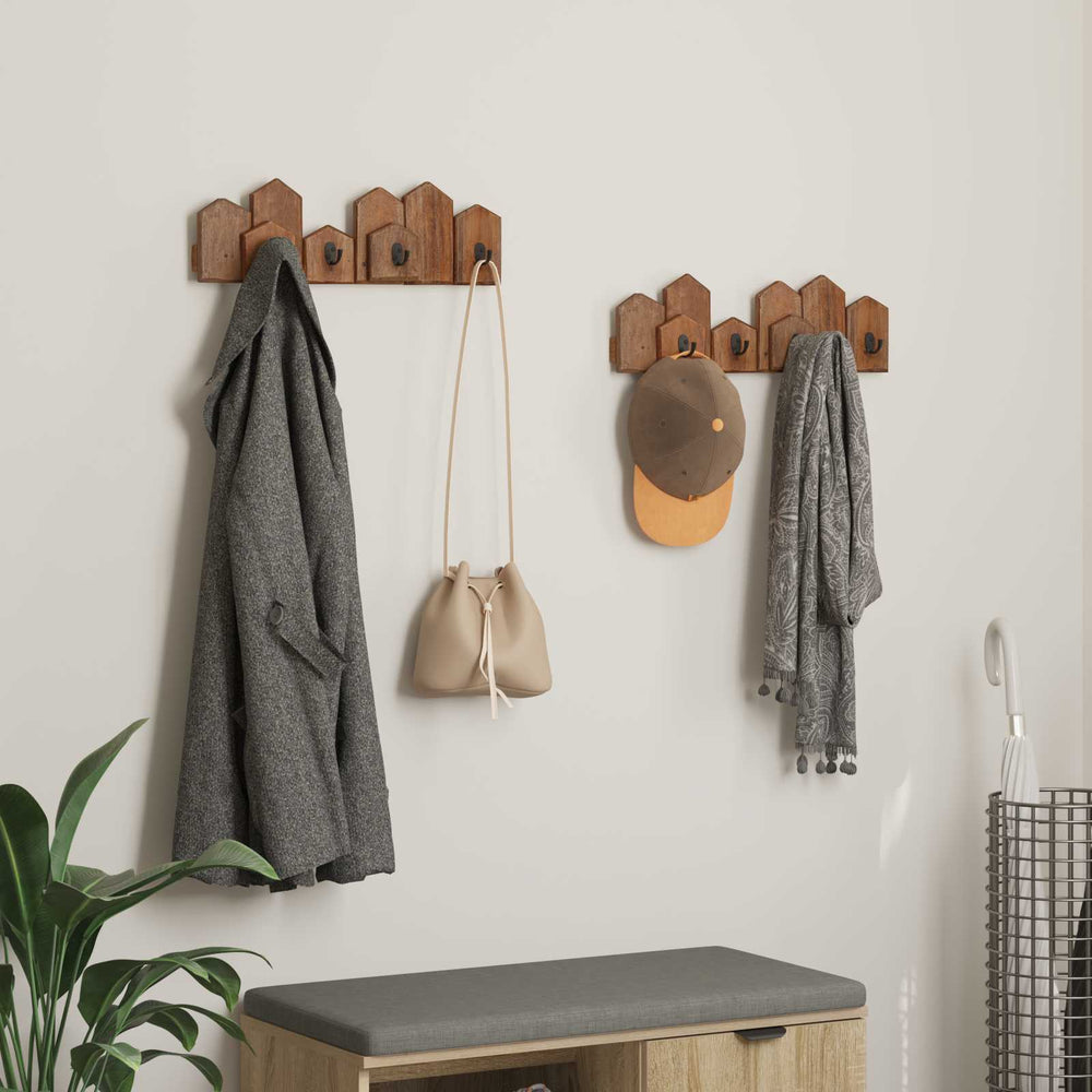vidaXL Cintre marron 48 x 8 x 15 cm Bois d'acajou massif