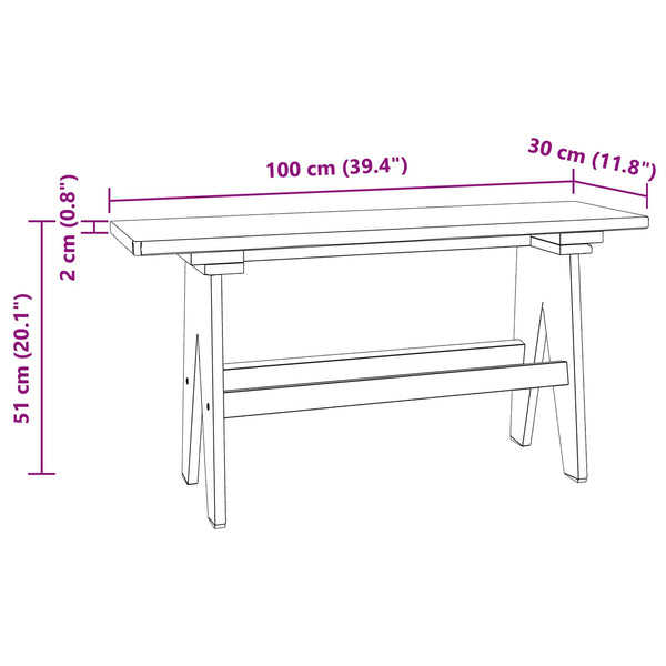 Banc vidaXL Nature 100 x 30 x 51 cm Bois de récupération massif