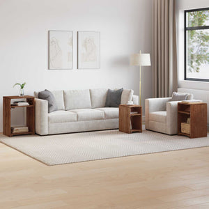 Akzenttisch Set mit Regal, Mahagoni Braun