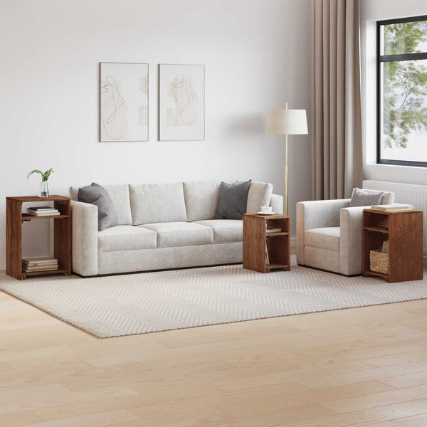 Akzenttisch Set mit Regal, Mahagoni Braun