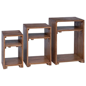 Akzenttisch Set mit Regal, Mahagoni Braun