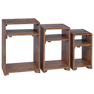 Akzenttisch Set mit Regal, Mahagoni Braun