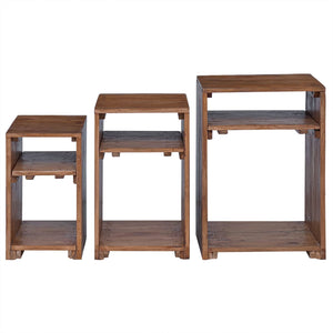 Akzenttisch Set mit Regal, Mahagoni Braun