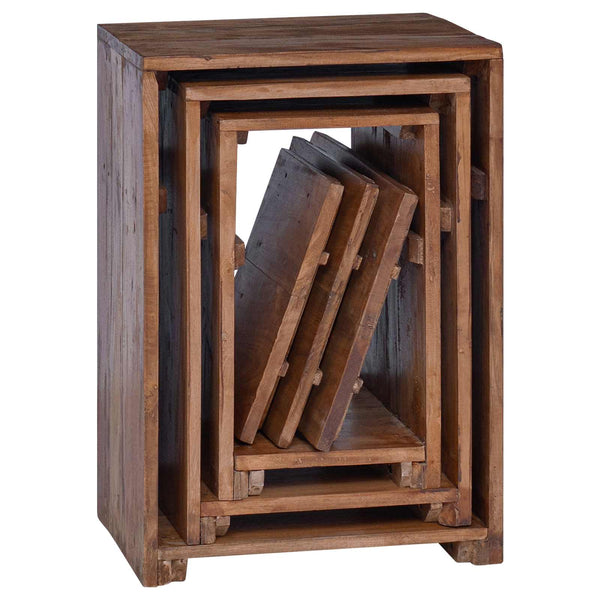 Akzenttisch Set mit Regal, Mahagoni Braun