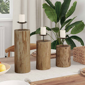Teak Kerzenhalter 3er Set