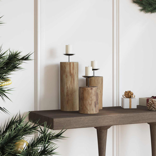 Teak Kerzenhalter 3er Set