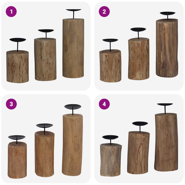 Teak Kerzenhalter 3er Set