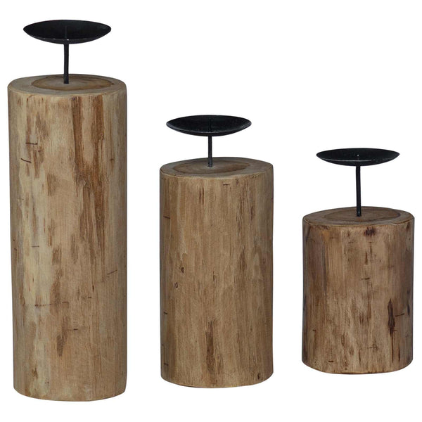 Teak Kerzenhalter 3er Set