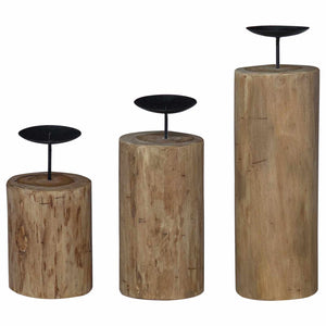 Teak Kerzenhalter 3er Set