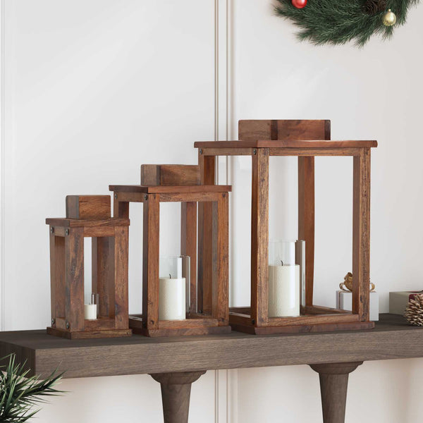 Laternen 3er Set Mahagoni Holz