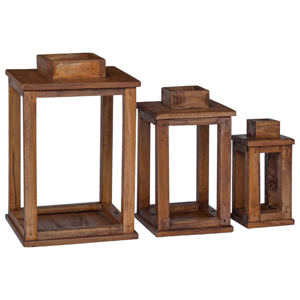 Laternen 3er Set Mahagoni Holz