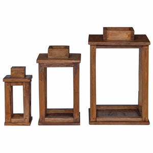 Laternen 3er Set Mahagoni Holz