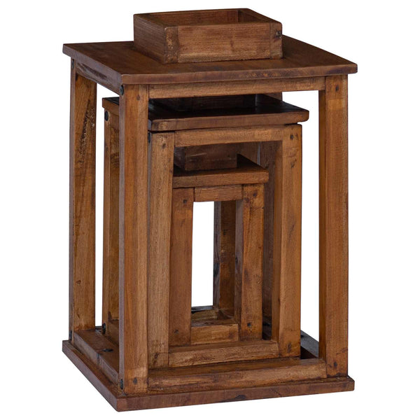 Laternen 3er Set Mahagoni Holz
