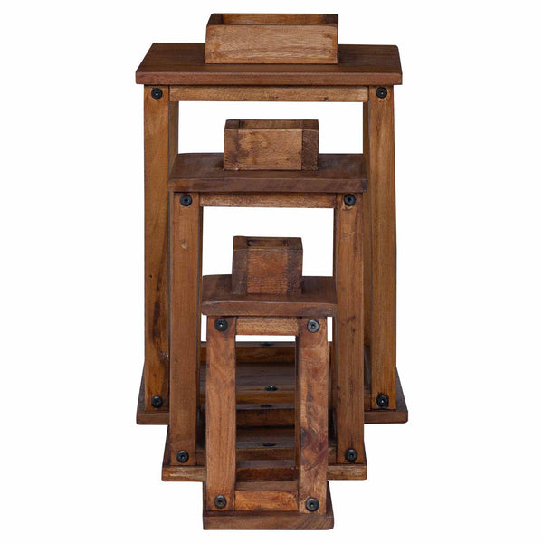 Laternen 3er Set Mahagoni Holz