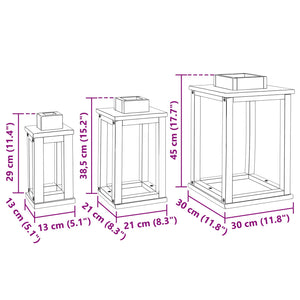 Laternen 3er Set Mahagoni Holz