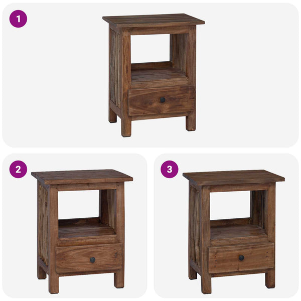 Nachttisch Braun Massivholz 30x30x47cm
